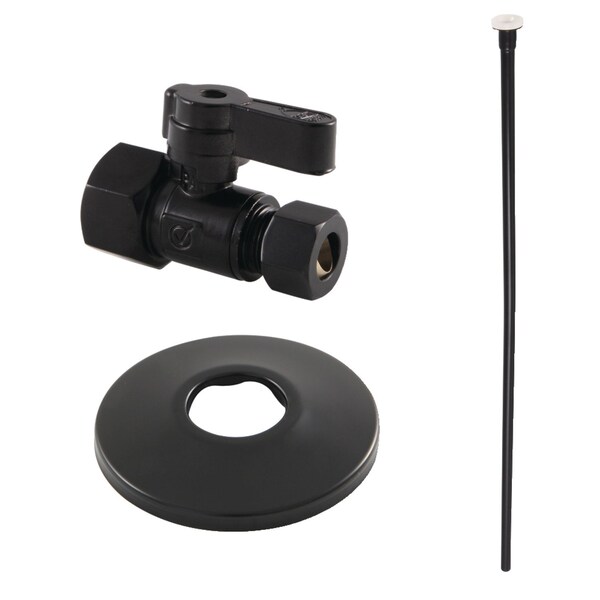 Toilet Supply Kit, 12 FIP x 38 OD Comp Straight Valve, Matte Black